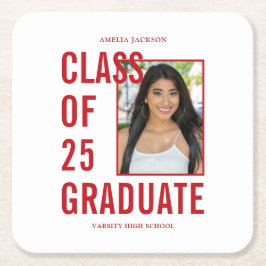 Klass av 25 Festive Photo Studentfest Underlägg Papper Kvadrat