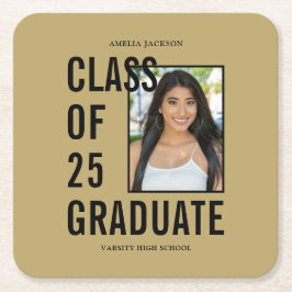 Klass av 25 Guld-fotoStudentfest Underlägg Papper Kvadrat