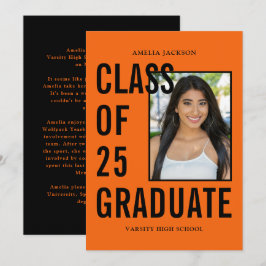 Klass av 25 Student Orange svart foto Studenten Meddelande