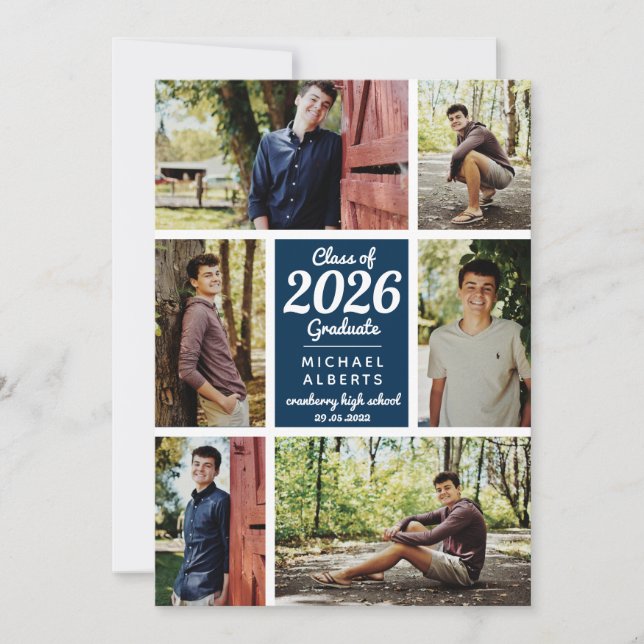 Klass av Photo Collage Blue Student Meddelande (Framsida)
