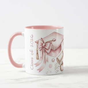 Klass av rosa flickiga accessoarer examen mugg
