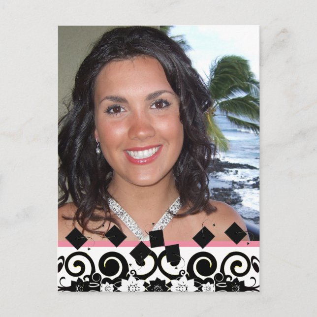 Klass av Rosa och svart Studenten Open House Inbjudan Vykort (Framsida)