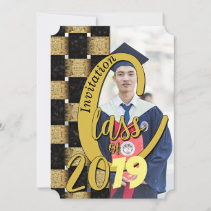 Klass av slutfört svart och Guld Studenten Inbjudningar