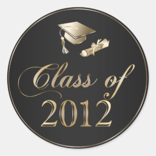 Klass av Studenten 2012 Cap & Diploma Sälar Runt Klistermärke