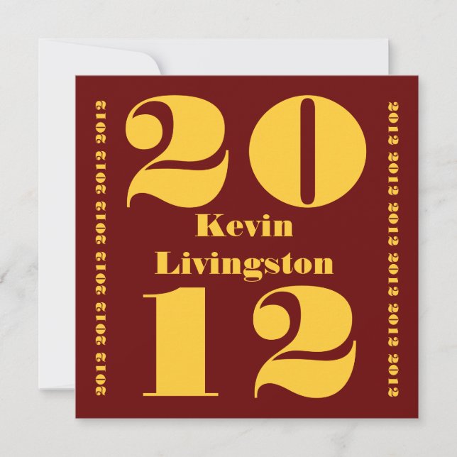 Klass av Studenten 2012 Red Guld Square Inbjudan (Framsida)