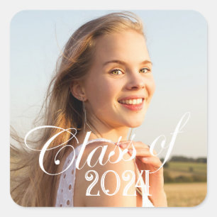 Klass av Studenten-foto Fyrkantigt Klistermärke