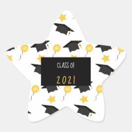 Klass av Studentmössa Bubblor Stars Mönster Stjärnformat Klistermärke