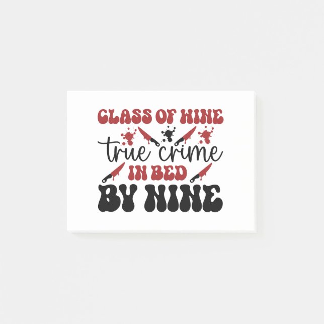 klass av vin verkliga brott i sängen av nio post-it block (Framsida)