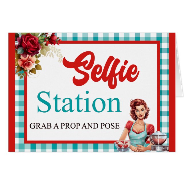 Klass Blue Bachelorette Party Selfie Station Card OBS Kort (Framsidan Horizontal)