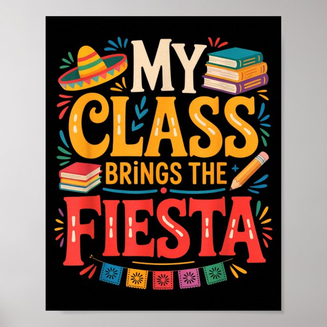 Klass bringar fiesta rolig lärare skola poster (Framsidan)