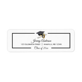 Klass Cap och Adress i Black Guld, Studenten Returadress Etikett