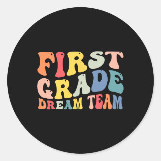 Klass Dream Team Teacher Boys Kids Retro tillbaka  Runt Klistermärke