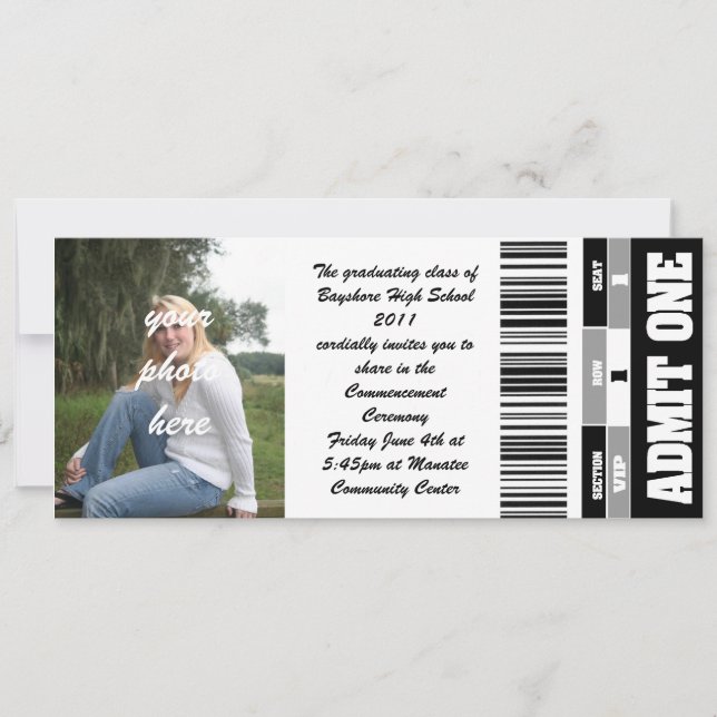 klass för 2011 bild biljett inbjudningar (Framsida)