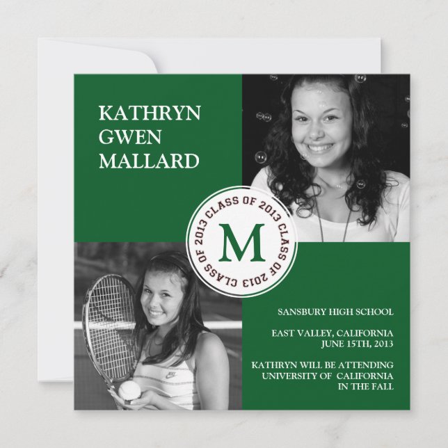 Klass för 2013 års studenten-grönt av skogsannonse meddelande (Framsida)