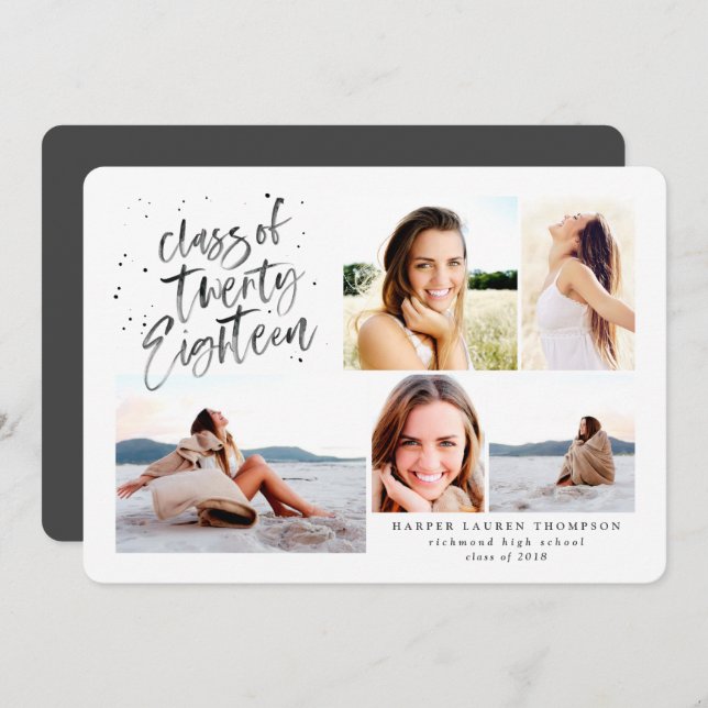 klass för 2018 student multifotombjudan inbjudningar (Fram/baksida)