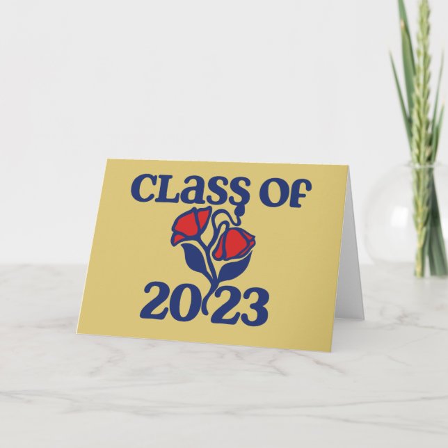 Klass för 2023-formgivning i röd ros studenten kort (Framsida)