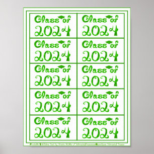 Klass för 2024 Grönt Glitter Shiny Fabric Font Mär Poster