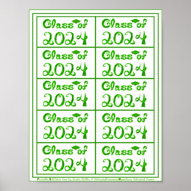 Klass för 2024 Grönt Glitter Shiny Fabric Font Mär Poster (Framsidan)