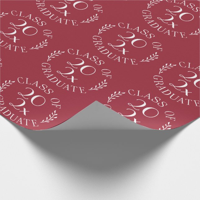 Klass för år Student Chic - vit Emblem Burgundy Presentpapper (Hörn)