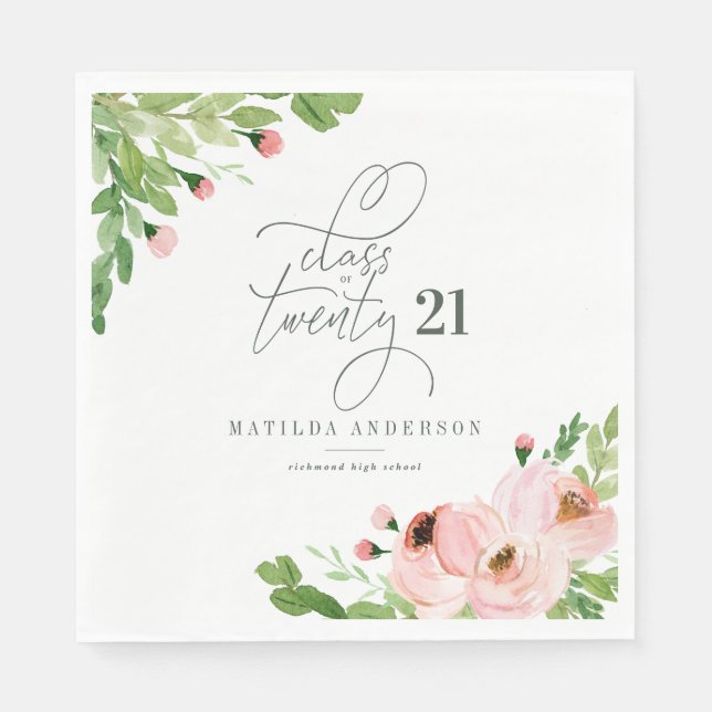 Klass för  blommigt studenten pappersservett (Framsidan)