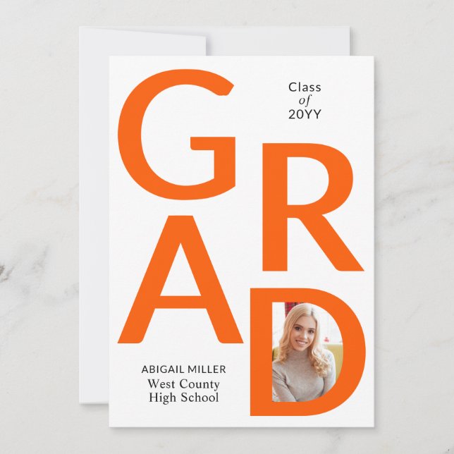 Klass för grå orange-GRAD för 2025-fotot i student Meddelande (Framsida)