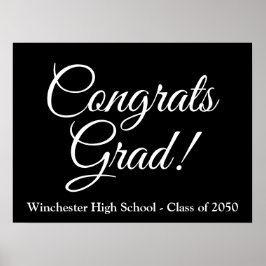 Klass för gratulerar Grad-skript för svartvit anpa Poster