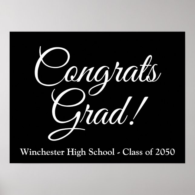 Klass för gratulerar Grad-skript för svartvit anpa Poster (Framsidan)