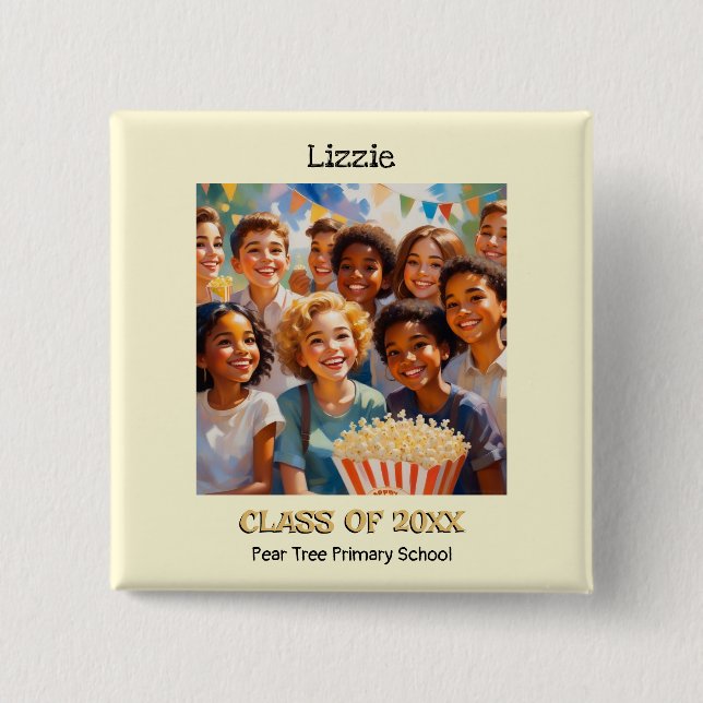 Klass för primärt elementärt leaver i skolan knapp (Framsida)