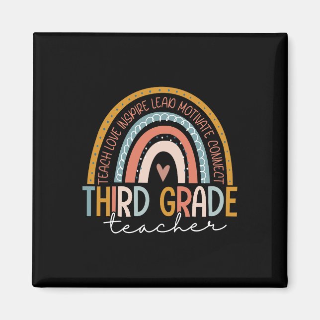 Klass Lärare Teach Kärlek Inspire Boho Rainbow Magnet (Framsidan)