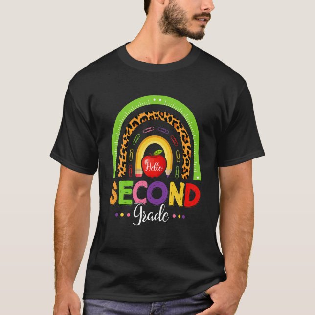 Klass Leopard Rainbow Hej tillbaka till Scho T Shirt (Framsida)
