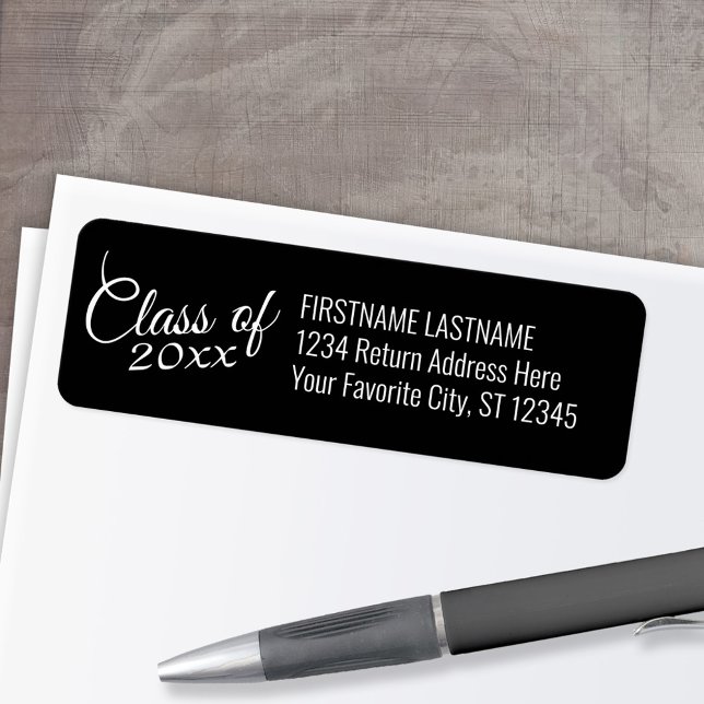Klass med Anpassningsbar år och Returadress Returadress Etikett (Custom Return Address Labels - Low Minimum)