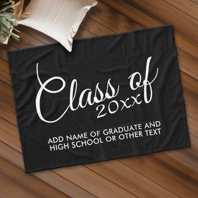 Klass med Anpassningsbar- och gymnasieutbildning Fleecefilt (Custom Fleece Blanket - Add Graduation Text)