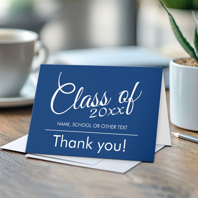 Klass med Anpassningsbar- och gymnasieutbildning Tack Kort (Custom, Personalized Graduation Congratulations - Folded Greeting Card)