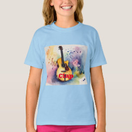 "Klass 'n' Strum: Light Blue Kids' Musical Tee" T Shirt