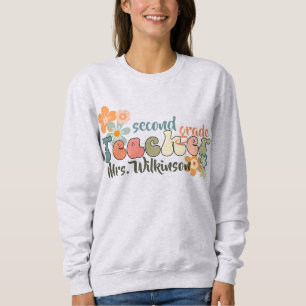 Klass Namn Retro Groovy Back to school Lärare T Shirt