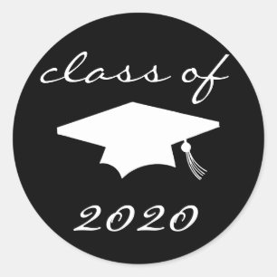 Klass på 2020-etikett (svart Studentmössa) Runt Klistermärke