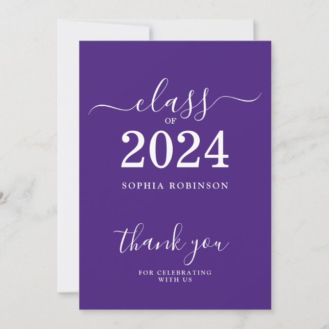 Klass på 2024 års Grad Lila-tackkort Tack Kort (Framsida)