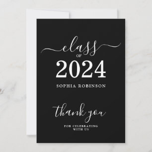 Klass på 2024 Grad Black White-tackkort Tack Kort