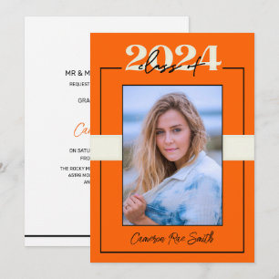 Klass på 2024 Orange och svart Studentfest Inbjudningar