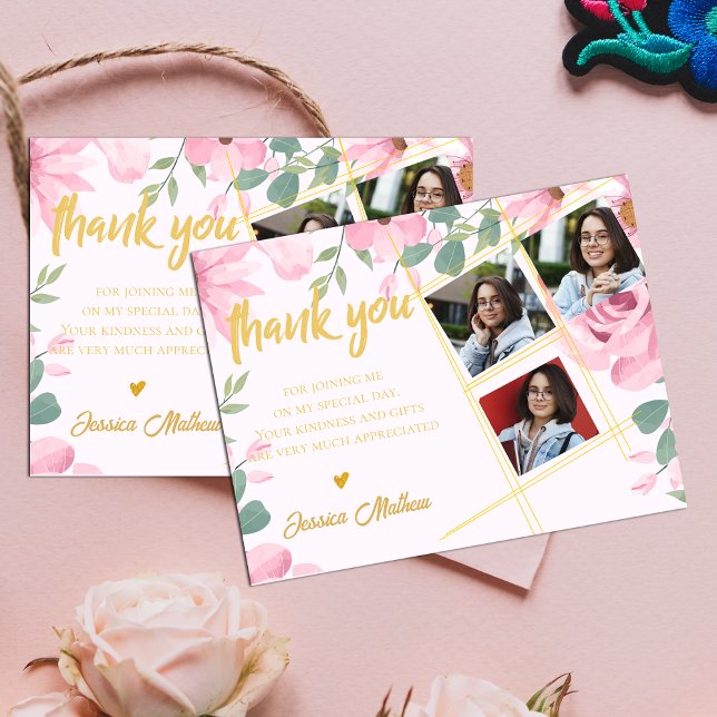 Klass på 2025 Multi Photo Studenten - tack Vykort (Class of 2025 Multi Photo Graduation Thank you Postcard)