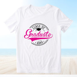 Klass på 2025 Student Shock rosa Script T Shirt