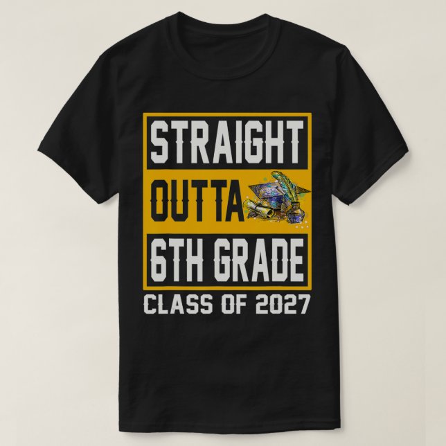 Klass raka 6e Klass 2027 Studenten T Shirt (Design framsida)