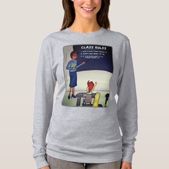 Klass Regler Kvinnors Grått Långsåld T-Shirt (Framsida)