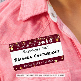 Klass Reunion Namn bricka Maroon Guld Stars Fraktsedel