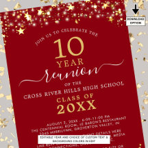 Klass Reunion Red Guld Stars Ljus varje år