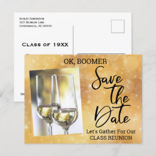 Klass Reunion Spara datum Baby Boomer Champagne Meddelande Vykort