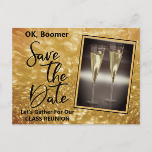 Klass Reunion Spara datum Baby Boomer Champagne Meddelande Vykort