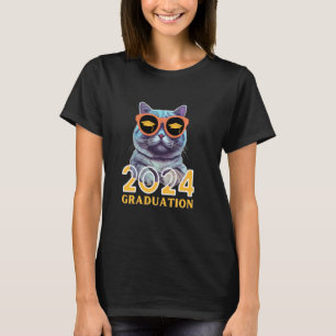 Klass Senior 2024 Kattmamma Examensår för Examen T Shirt