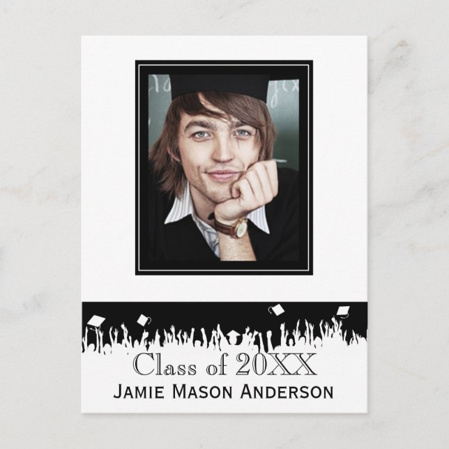 Klass Silhouette Senior Studenten Inbjudan Vykort (Framsida)