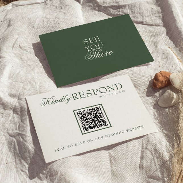 Klass Smaragdgrön Boho QR Fancy Code Bröllop OSA Kort (Skapare uppladdad)